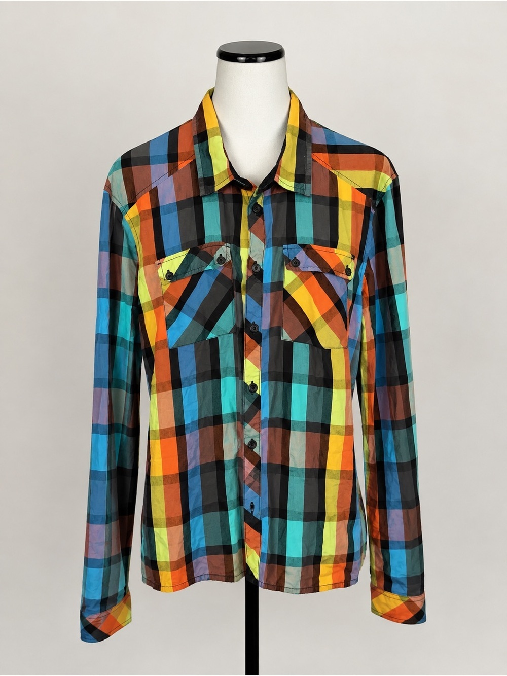 Divided by H&M Men’s Large Multicolor Plaid Button-Up Long Sleeve Shirt